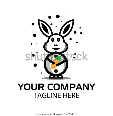 Snow Rabbit Logo Flat Design Vector Stock Vector Royalty Free