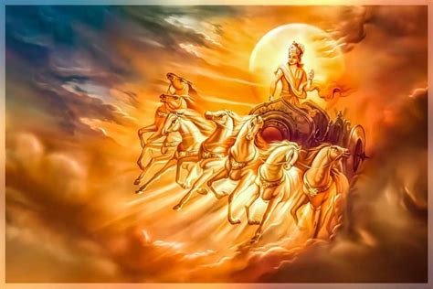 Surya Dev With Seven Running Horses Chariot Painting On Canvas
