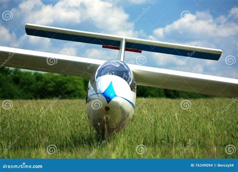 Glider Plane On Grass Stock Photo Image Of High Sport 76349094