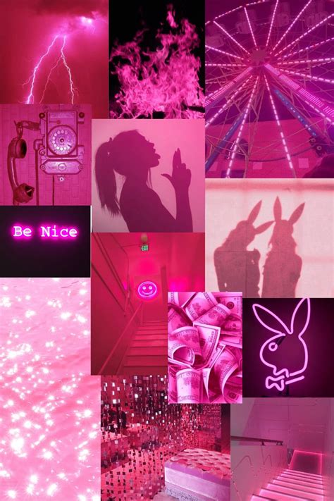 Neon Pink Aesthetic Collage Wallpaper Laptop Halvedtapes