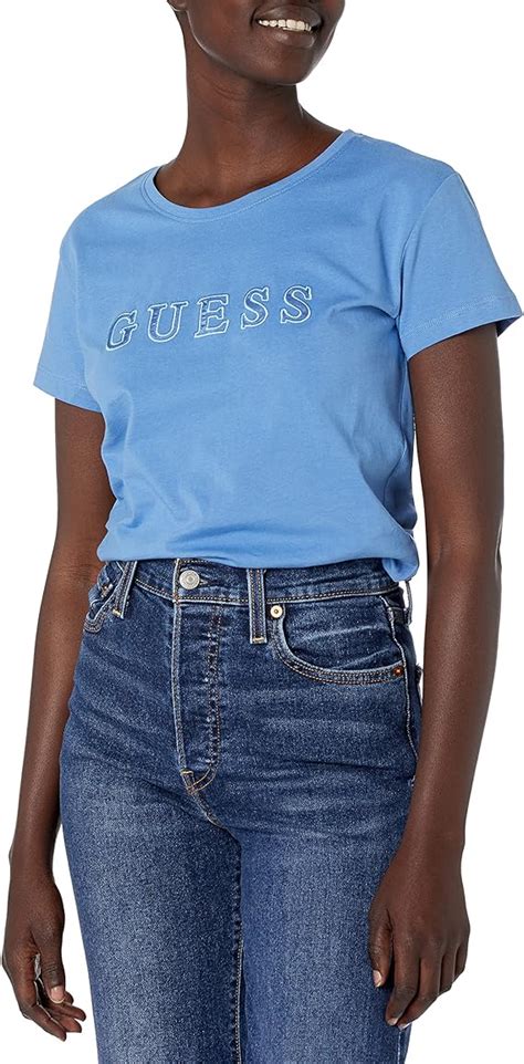 Guess Womens Active Short Sleeve Embroidered Logo T Shirt Amazon Ca Clothing Shoes Accessories