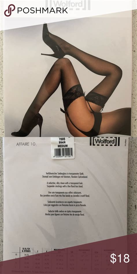 Wolford NWT Affaire BLACK Color Stockings Med Black Color Lace Bands Stockings