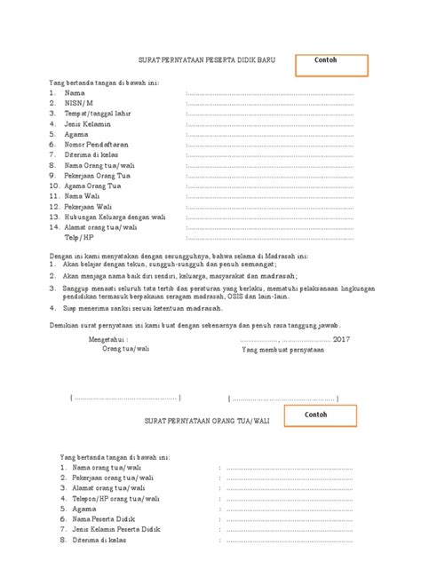 Contoh surat pernyataan kebenaran dokumen surat pernyataan. Contoh Surat Pernyataan Peserta Didik Baru Dan Orang Tua ...