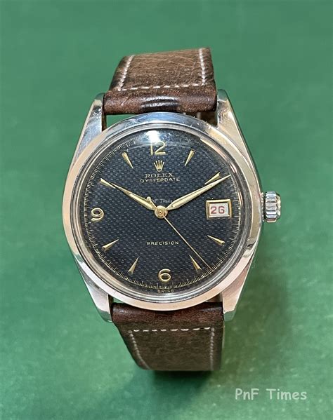 Rolex 6294 Oysterdate Precision Black Dial With Leather Strap Pnf Times