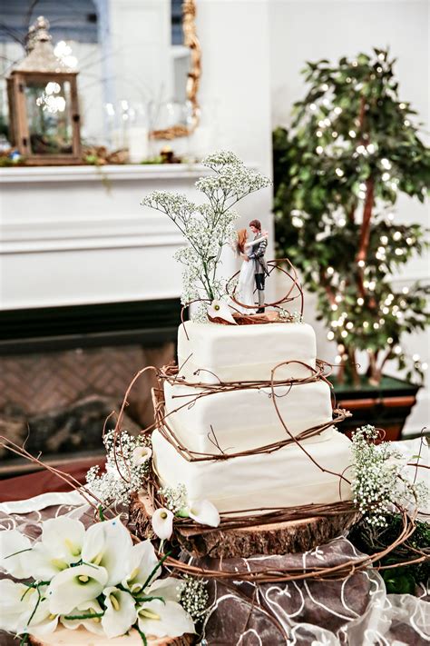 Elegant Rustic Wedding Cake With Natural Twig Accents