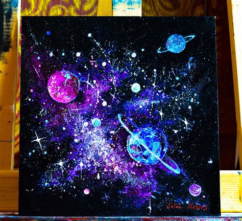 Galaxy Oil Painting Space Wall Art Cosmic Wall Art Space Etsy