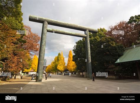 Tokyo Japan Yasukuni Jinja Shrine For Japan War Dead Torii Gate And