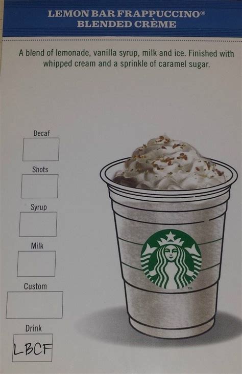 Starbucks Recipe Cards Starbucks Frappuccino Recipe Cards To Access