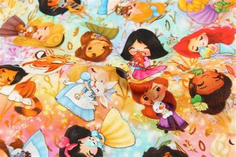 Disney Princess Fabric 100 Cotton Printed Fabric For Diy Etsy