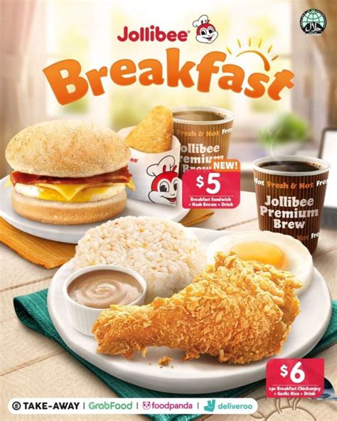 jollibee has new breakfast meals starting from 5 with sandwich and chickenjoy in s pore sgcheapo