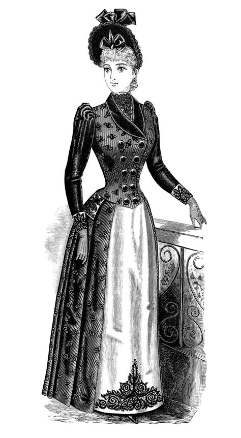 Victorian Lady Clipart Black And White Clip Art Free Vintage Fashion