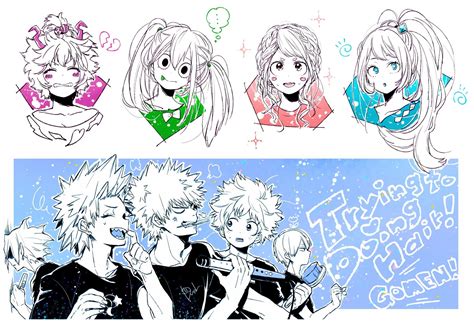 Ashido And Tsuyu And Uraraka And Nejire And Kaminari And Kirishima And Bakugou