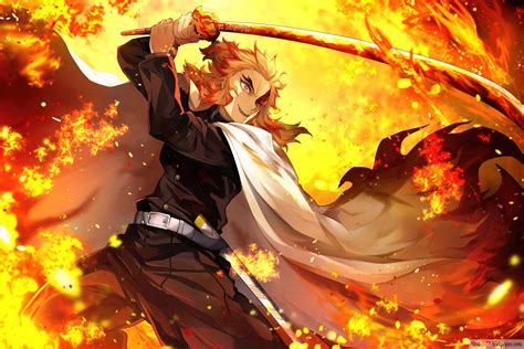 Demon Slayer | "Kyojuro Rengoku Flame Hashira" 4K háttérkép letöltése