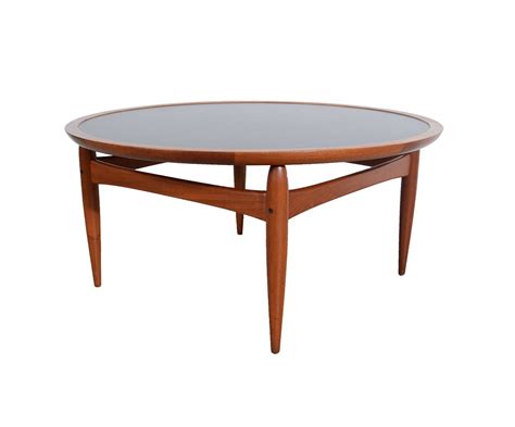 Flip Top Danish Modern Round Teak Coffee Table Teak Tray Table