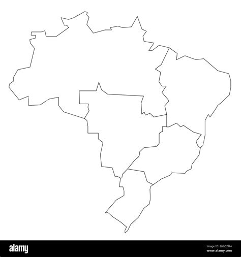 Black Outline Political Map Of Brazil States Divide By Color Into 5