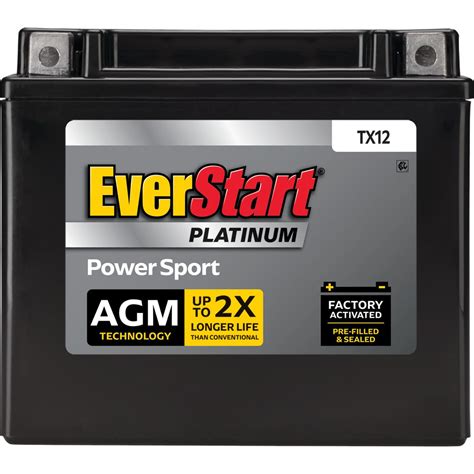 Everstart Premium Agm Powersport Battery Group Size Tx12 12 Volt 180