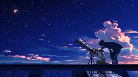 Stargazing Anime Night Stars Sky Scenery 4k Hd Wallpaper Rare