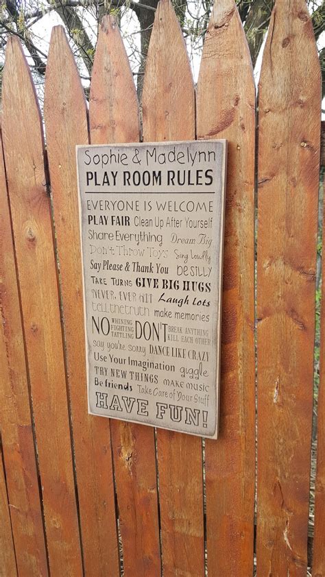 Personalized Carved Wooden Sign Play Room Rules Etsy