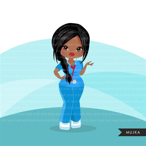 Black Nurse Clipart With Scrubs African American Graphics