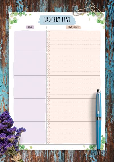 Download Printable Party Grocery List - Floral Style PDF