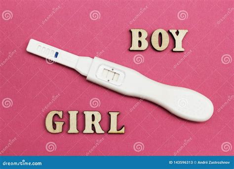 Positive Pregnancy Test Boy Or Girl Pink Background Stock Image