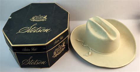 Lot Vintage John B Stetson Beaver White Cowboy Hat W Box