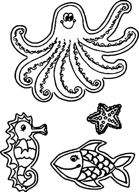 Nice Sea Creatures Coloring Page Ocean Coloring Pages Animal