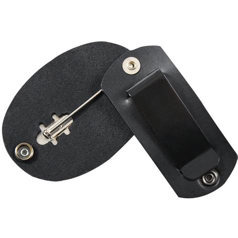 Black Law Enforcement Clip On Badge Holder With Swivel Snap Galaxy
