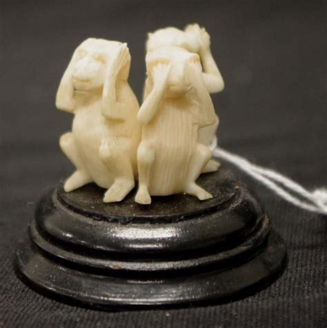 Chinese Carved Ivory Three Wise Monkeys Figures Carved Ivory Ivory