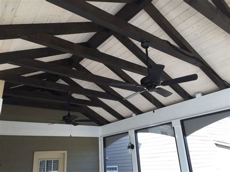 Andersen windows an d exposed rafter ceilings look gorgeous in this mattapoisett, ma sunroom! Pre-stained framing for this exposed ceiling on this newly ...