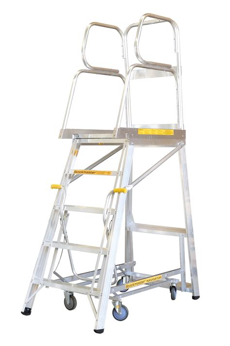 Stockmaster 150kg Rated Mobile Work Platform Ladder Navigator 4m