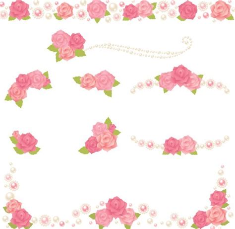 Free Cute Pink Flower Borders Vector 02 Titanui
