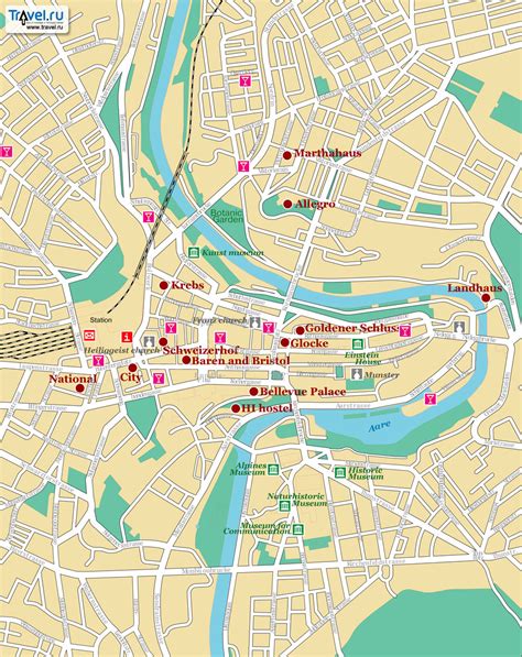 Large Detailed Road Map Of Bern City Center Bern City Center Large