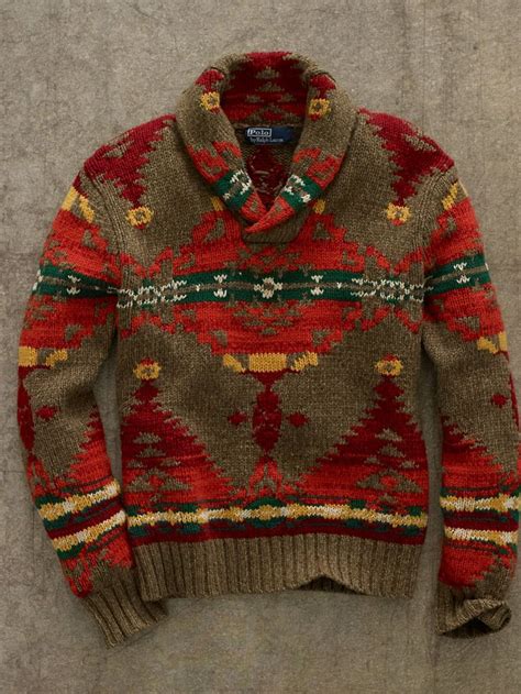 Southwestern Wool Sweater V Neck Sweaters Mens