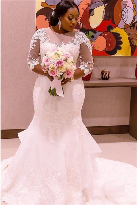 Sweet lace ruffle apron maid dress sd00362. Plus Size Wedding Dress With Sleeves Elegant Lace ...