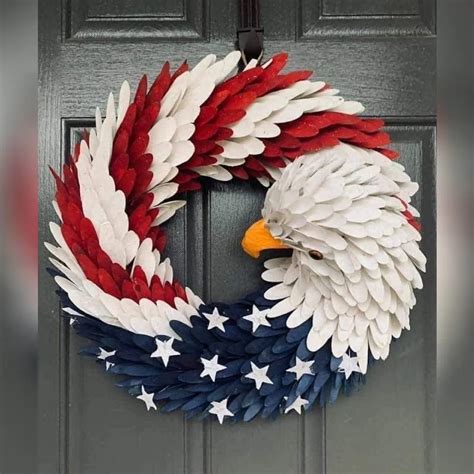 Descriptionthis American Eagle Handmade Wreath Features A Red White