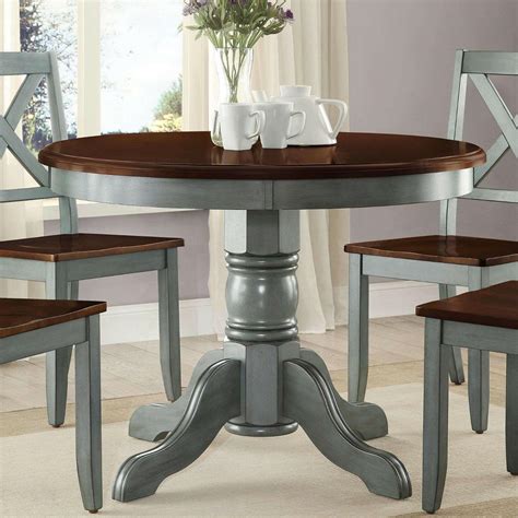 This solid table features a plank, solid pine top with a wide apron. Farmhouse Dining Table Set Rustic Round Dining Room