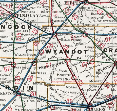 Wyandot County Ohio 1901 Map Upper Sandusky Oh