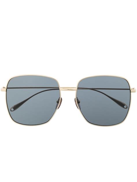 Gucci Logo Engraved Square Frame Sunglasses In Gold Modesens