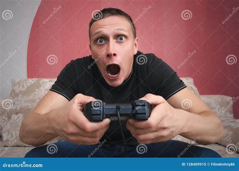 Gamer Stock Image Image Of Exciting Game Sitting 128409915