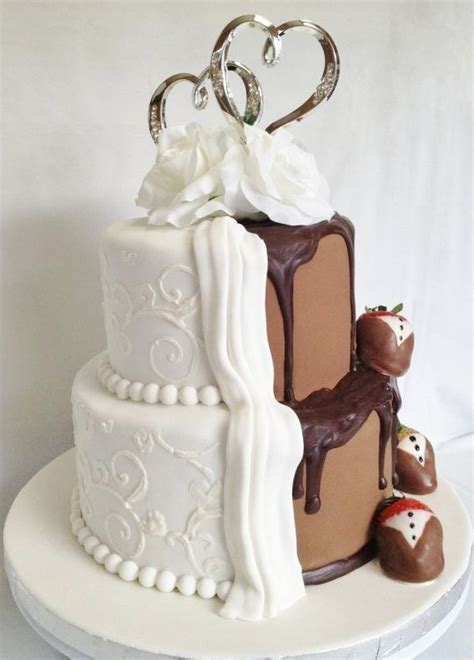Combine the flour, baking soda and baking powder, add to the creamed mixture and mix until all of the flour is absorbed. Chocolate And Vanilla Wedding Cake | ... Wedding Cakes Serving Miami Ft Lauderdale And Palm C ...