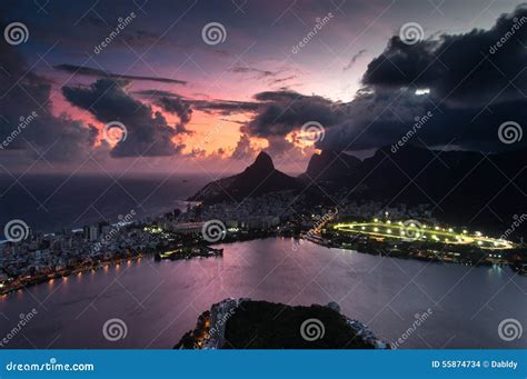 Dramatic View Of Rio De Janeiro By Sunset Stock Photo Image Of