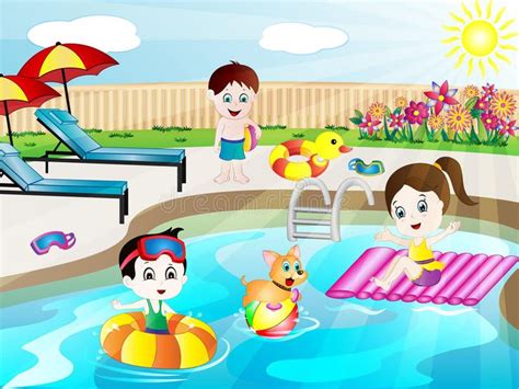 Summer Swimming Pool Fun Vector Illustration Stock Vector