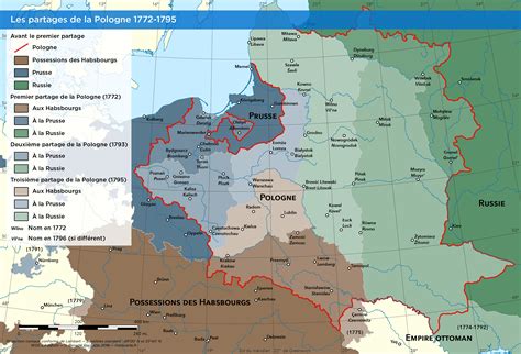 150 cm poster plastifié, facile. Les partages de la Pologne - Carte Histoire - HistoCarte