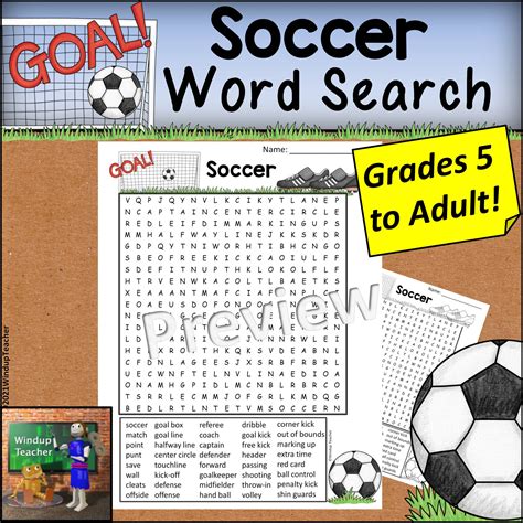 Soccer Word Search Hard For Grades 5 To Adult Classful