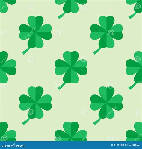 Seamless Pattern With Four Leaf Clover Stock Vector Illustration Of