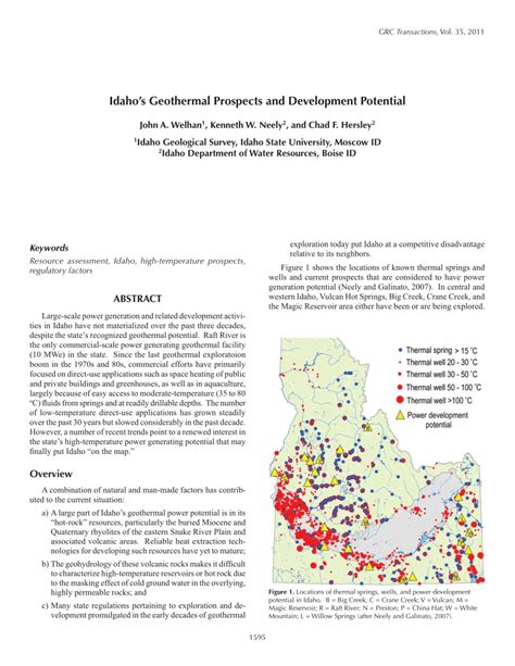 Pdf Idahos Geothermal Prospects And Development Potential