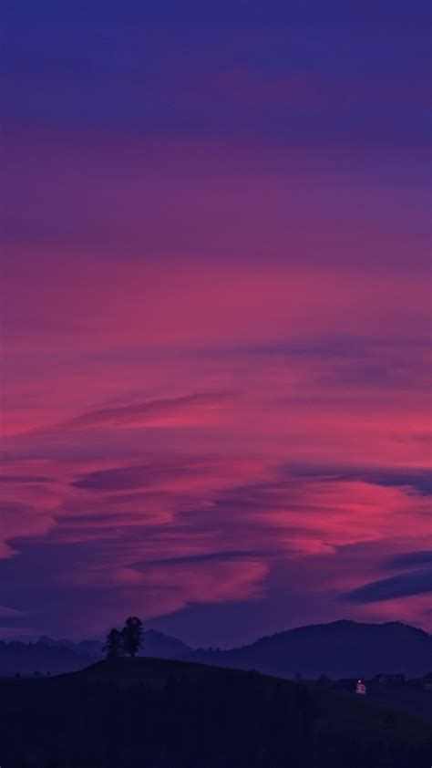 1080x1920 Resolution Purple Sky Clouds Mountains Iphone 7 6s 6 Plus