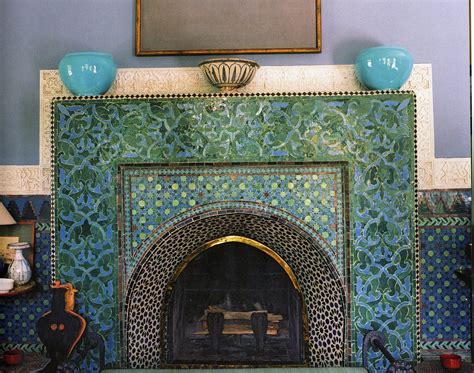 Intricately Detailed Moroccan Tile Fireplace Yves Saint Laurent Home