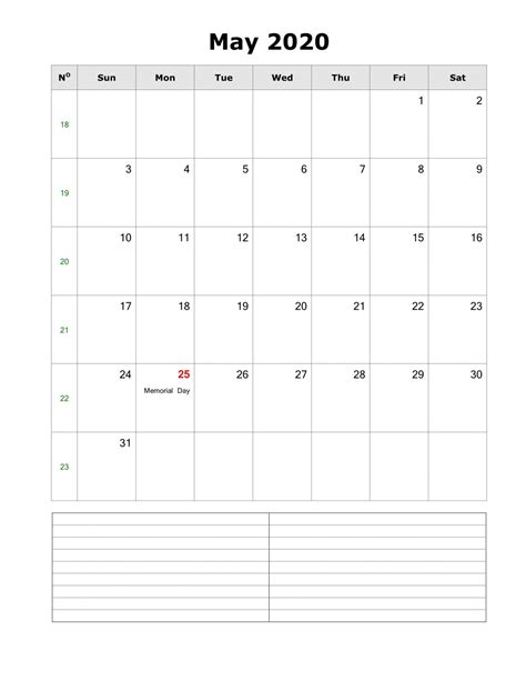 May 2020 Calendar Printable Word Pdf Waterproof Printable Blank